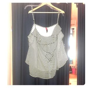 Black and white ruffled cami